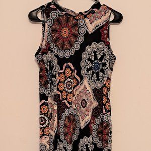 Robbie Bee A-Line Mock Neck Medallion Print Dress Pettie Small NWT